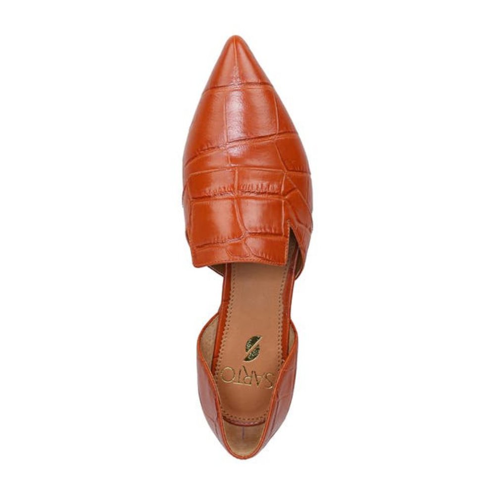 NEW SARTO BY FRANCO SARTO Women Toby Pointy Croco Burnt Orange Dress d'Orsay - Picture 6 of 7